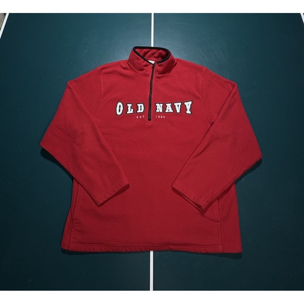 Vintage Y2K‎ Old Navy 1/4 Zip Fleece Sweatshirt Men's XL Pullover Jacket Red